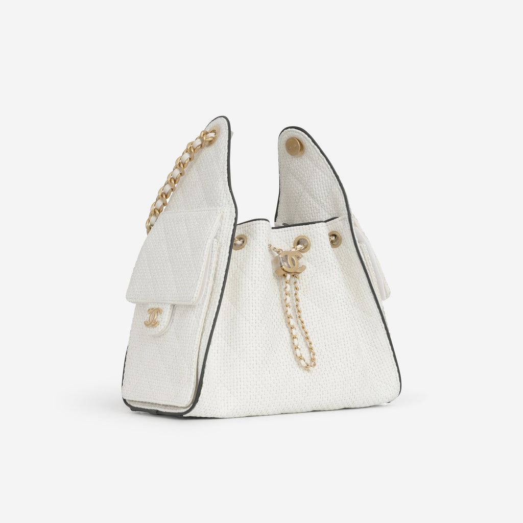 Chanel Small 25 Hobo - White Braided Raffia | Gold Hardware