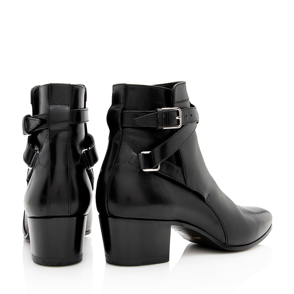 Saint Laurent Belted Leather Jodhpur Bootie - Size 6 / 36 (SHF-16623)