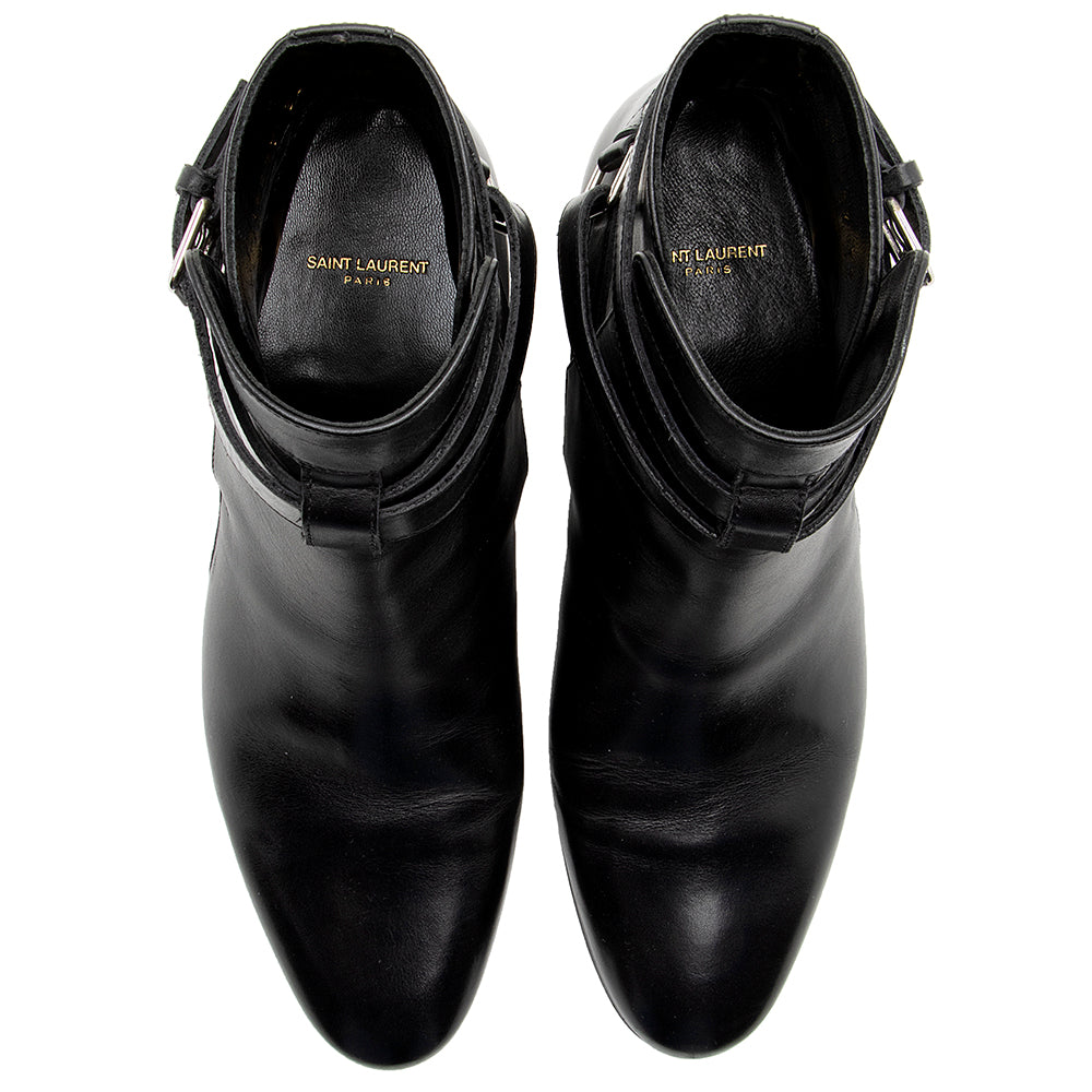 Saint Laurent Belted Leather Jodhpur Bootie - Size 6 / 36 (SHF-16623)
