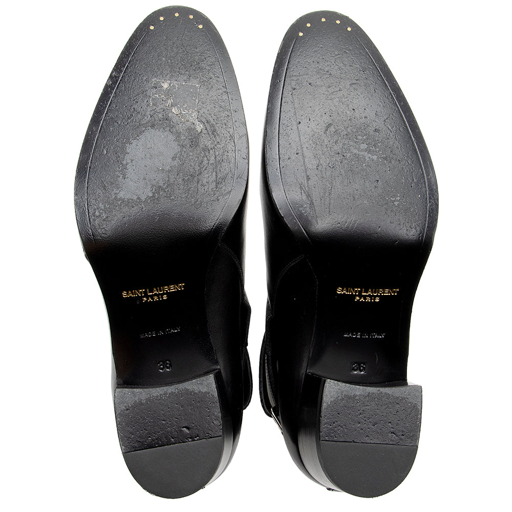 Saint Laurent Belted Leather Jodhpur Bootie - Size 6 / 36 (SHF-16623)