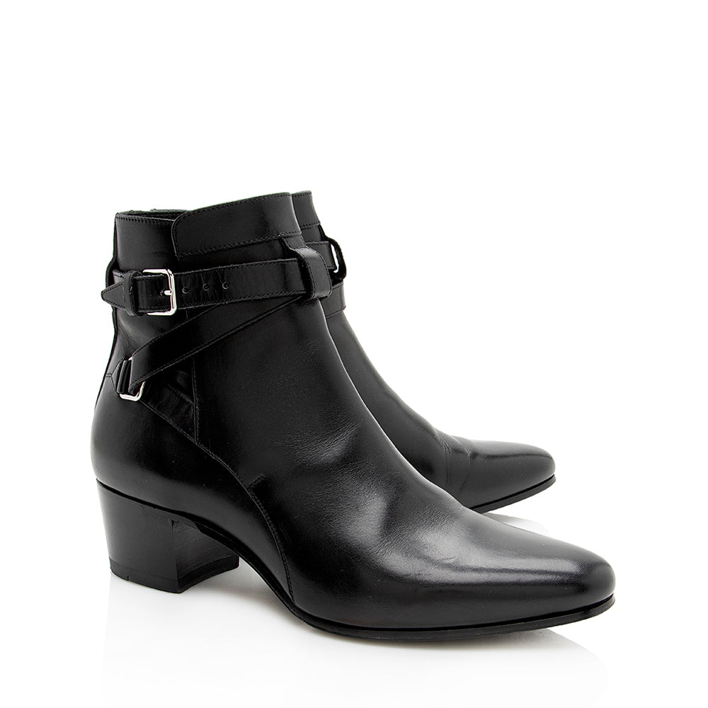 Saint Laurent Belted Leather Jodhpur Bootie - Size 6 / 36 (SHF-16623)
