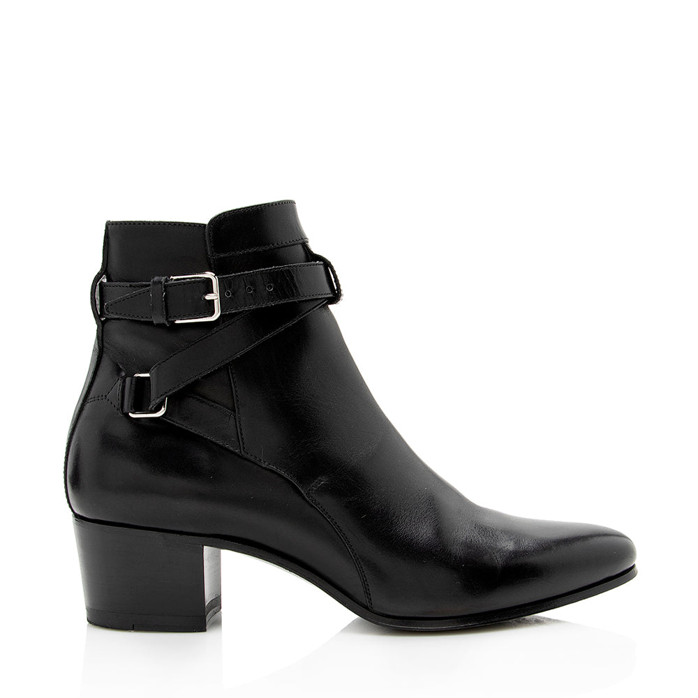 Saint Laurent Belted Leather Jodhpur Bootie - Size 6 / 36 (SHF-16623)