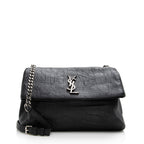 Saint Laurent Calfskin Croc Embossed West Hollywood Flap Bag (SHF-17898)