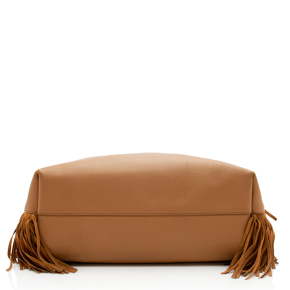 Saint Laurent Calfskin Fringe Large Shopping Tote (SHF-12520)