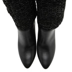 Saint Laurent Calfskin Woven Kim Knee High Boots - Size 8.5 / 38.5