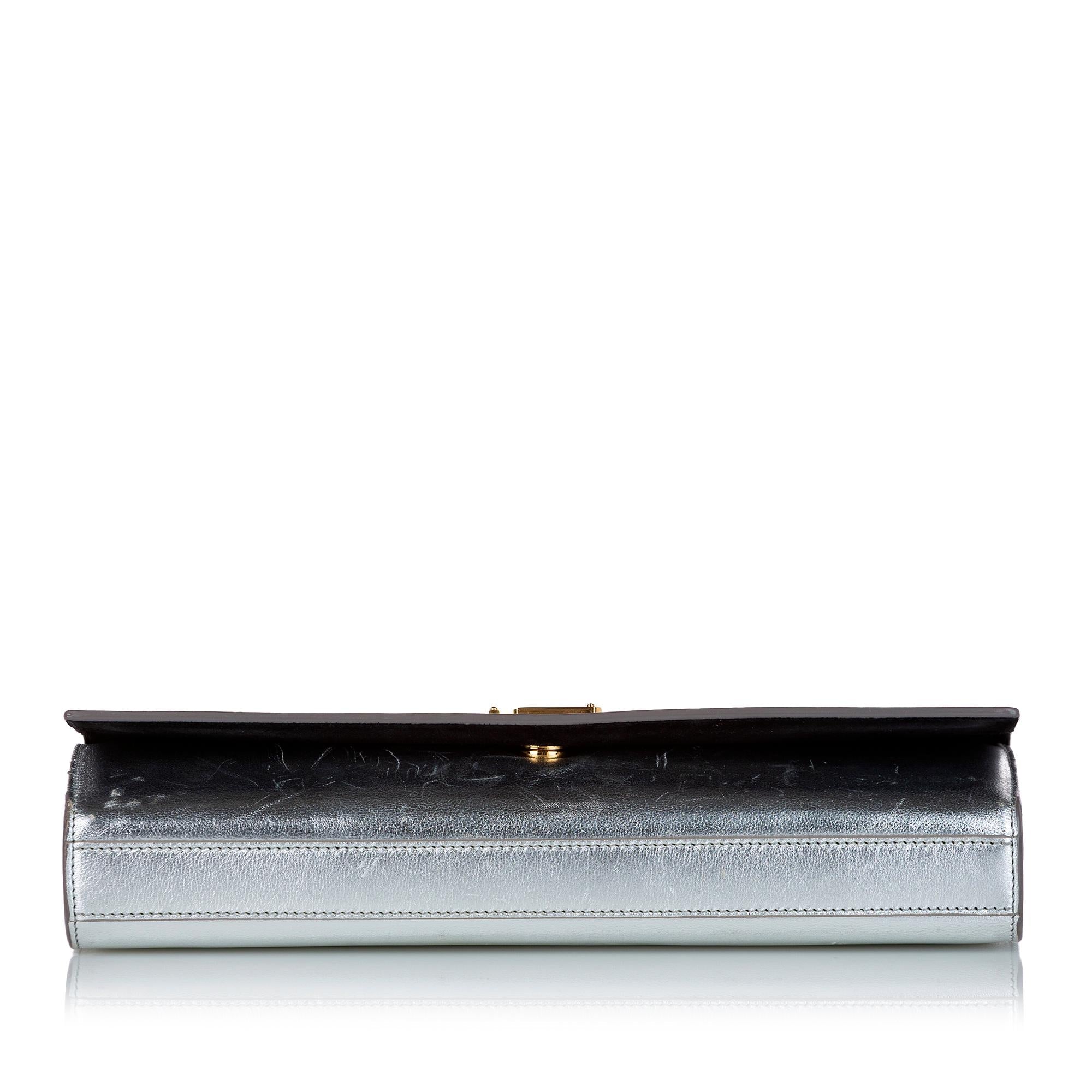 Saint Laurent Cassandre Leather Clutch (SHG-24788)