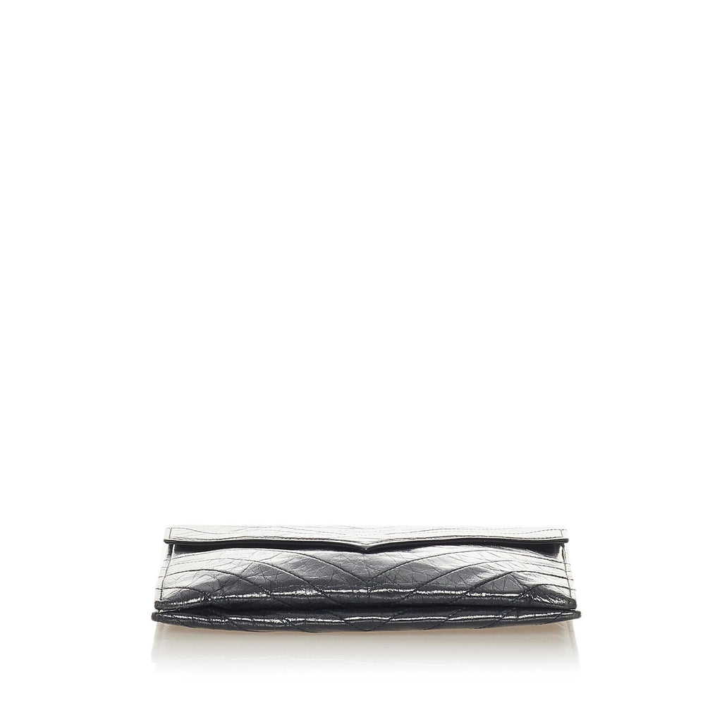 Saint Laurent Chevron Leather Clutch Bag (SHG-27231)