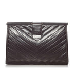 Saint Laurent Chevron Leather Clutch Bag (SHG-29906)