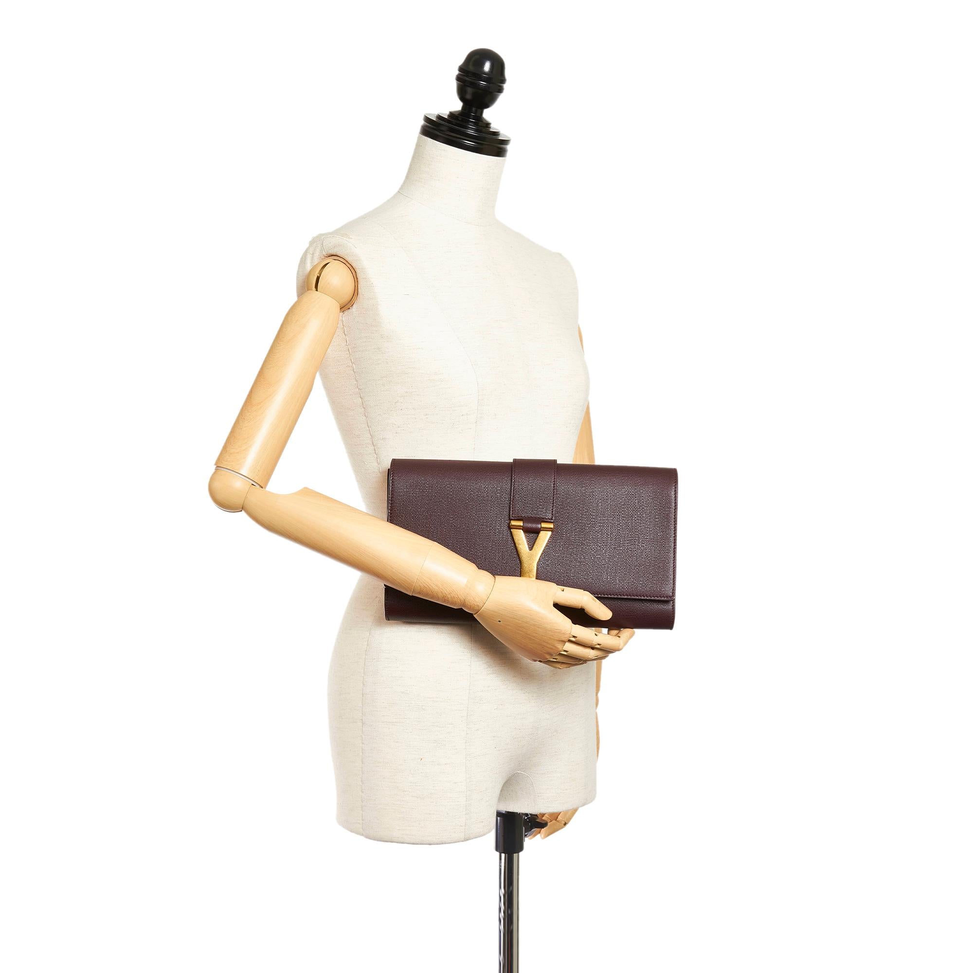 Saint Laurent Chyc Ligne Leather Clutch Bag (SHG-27874)