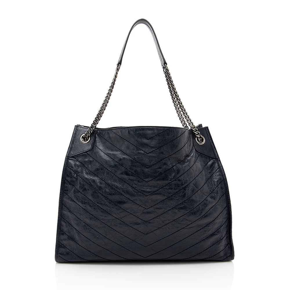 Saint Laurent Crinkled Calfskin Niki Large Shopping Tote (SHF-19423)
