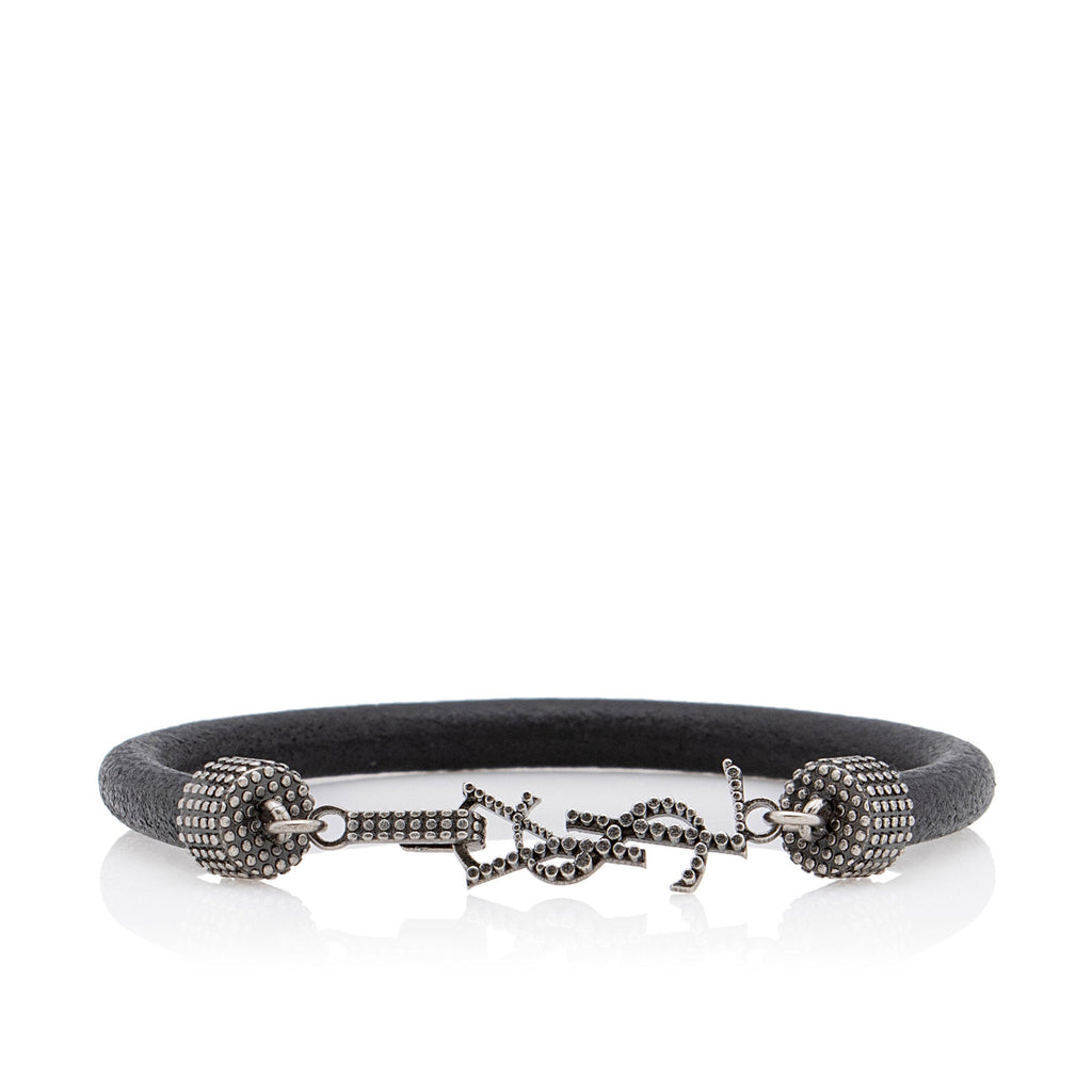 Saint Laurent Crinkled Calfskin Studded Opyum Bracelet (SHF-1K4Chh)