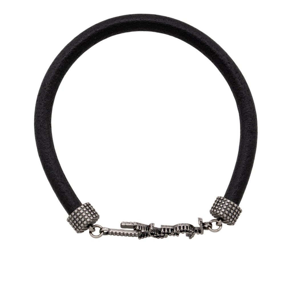Saint Laurent Crinkled Calfskin Studded Opyum Bracelet (SHF-1K4Chh)
