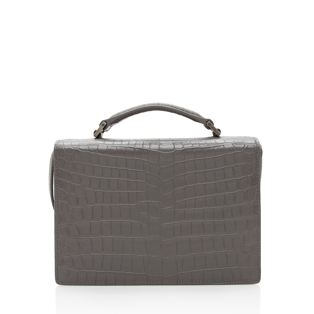 Saint Laurent Croc Embossed Bellechasse Shoulder Bag (SHF-18639)