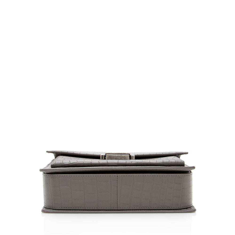 Saint Laurent Croc Embossed Bellechasse Shoulder Bag (SHF-18639)