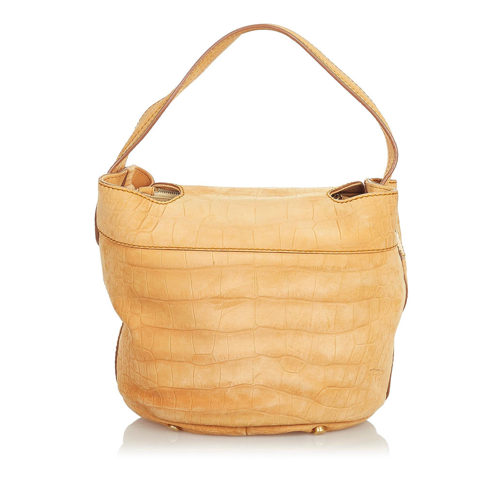 Saint Laurent Croc Embossed Capri Flap Bag (SHG-26477)
