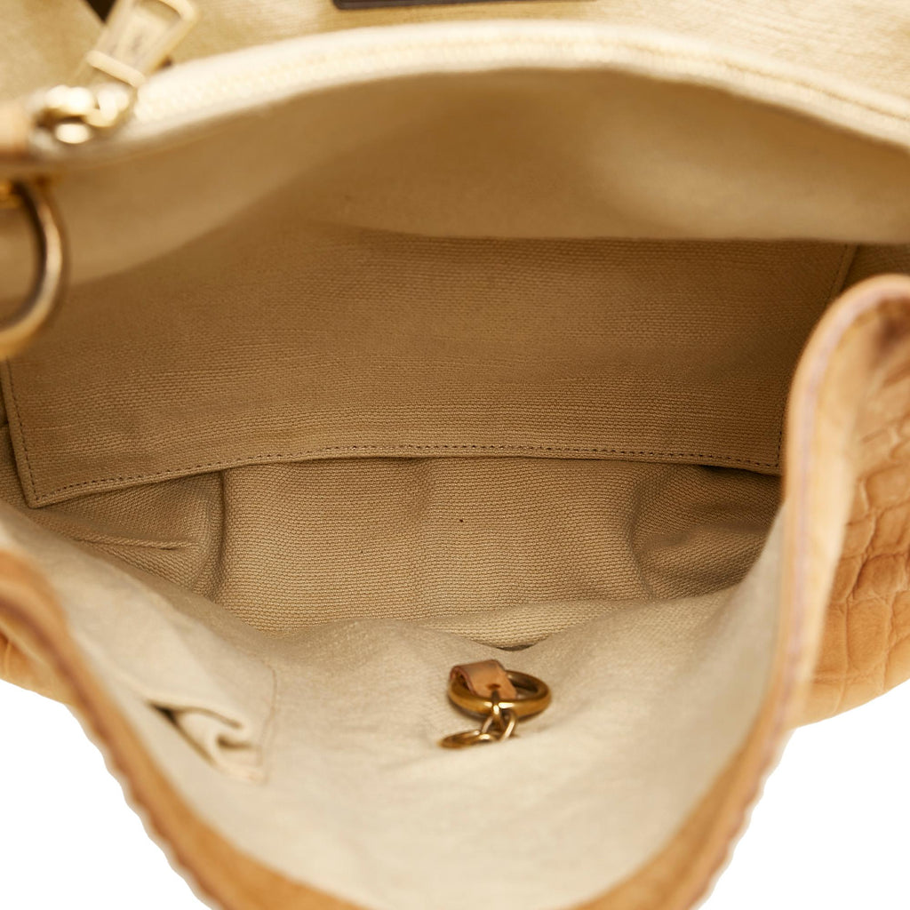 Saint Laurent Croc Embossed Capri Flap Bag (SHG-26477)