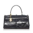 Saint Laurent Croc Embossed Leather Handbag (SHG-30599)