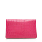 Saint Laurent Croc Embossed Leather Kate Tassel Medium Shoulder Bag (SHF-19701)