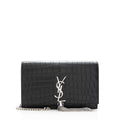 Saint Laurent Croc Embossed Leather Kate Tassel Small Shoulder Bag (SHF-18996)