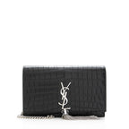 Saint Laurent Croc Embossed Leather Kate Tassel Small Shoulder Bag (SHF-18996)