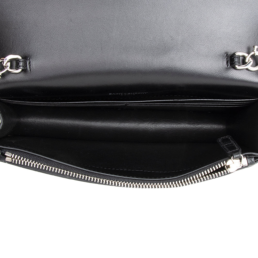 Saint Laurent Croc Embossed Leather Kate Tassel Small Shoulder Bag (SHF-18996)