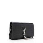 Saint Laurent Croc Embossed Leather Kate Tassel Small Shoulder Bag (SHF-18996)