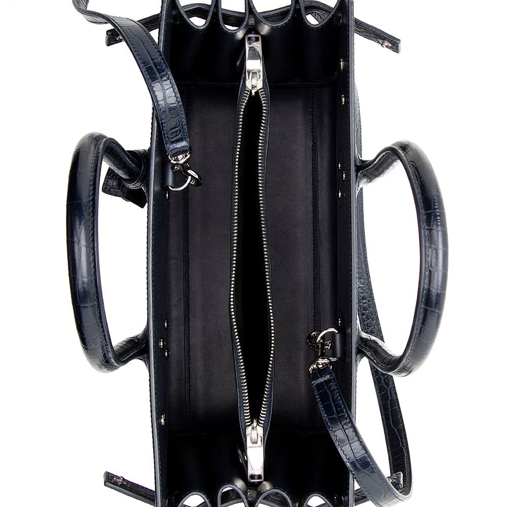 Saint Laurent Croc Embossed Leather Sac De Jour Small Tote (SHF-18891)