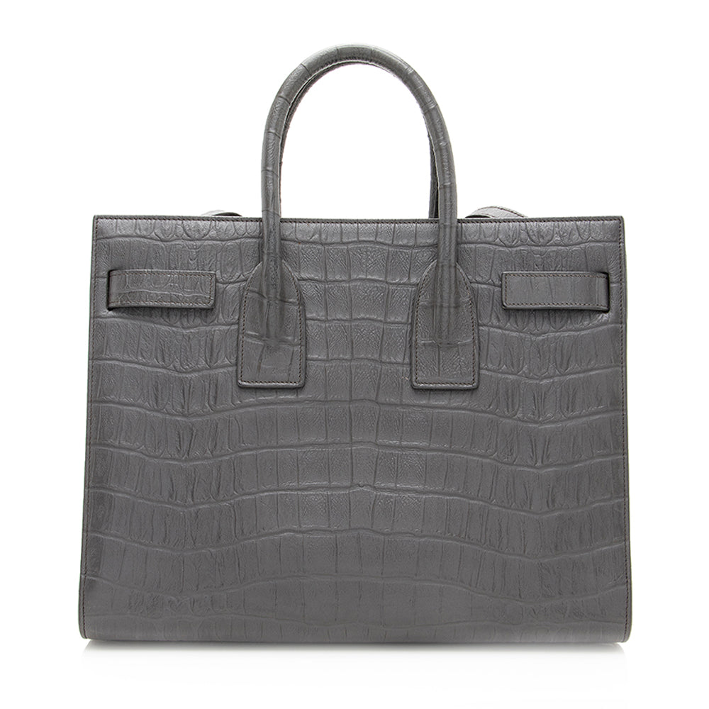 Saint Laurent Croc Embossed Leather Sac De Jour Small Tote (SHF-19975)