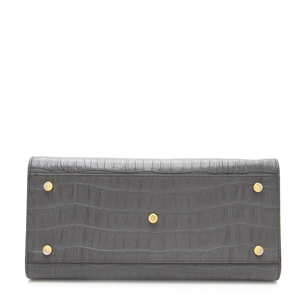 Saint Laurent Croc Embossed Leather Sac De Jour Small Tote (SHF-19975)