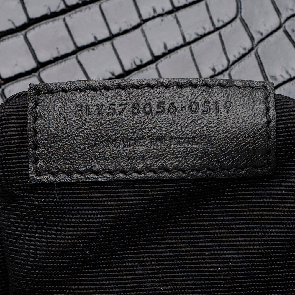 Saint Laurent Croc Embossed Leather Margaux Shoulder Bag (SHF-17900)
