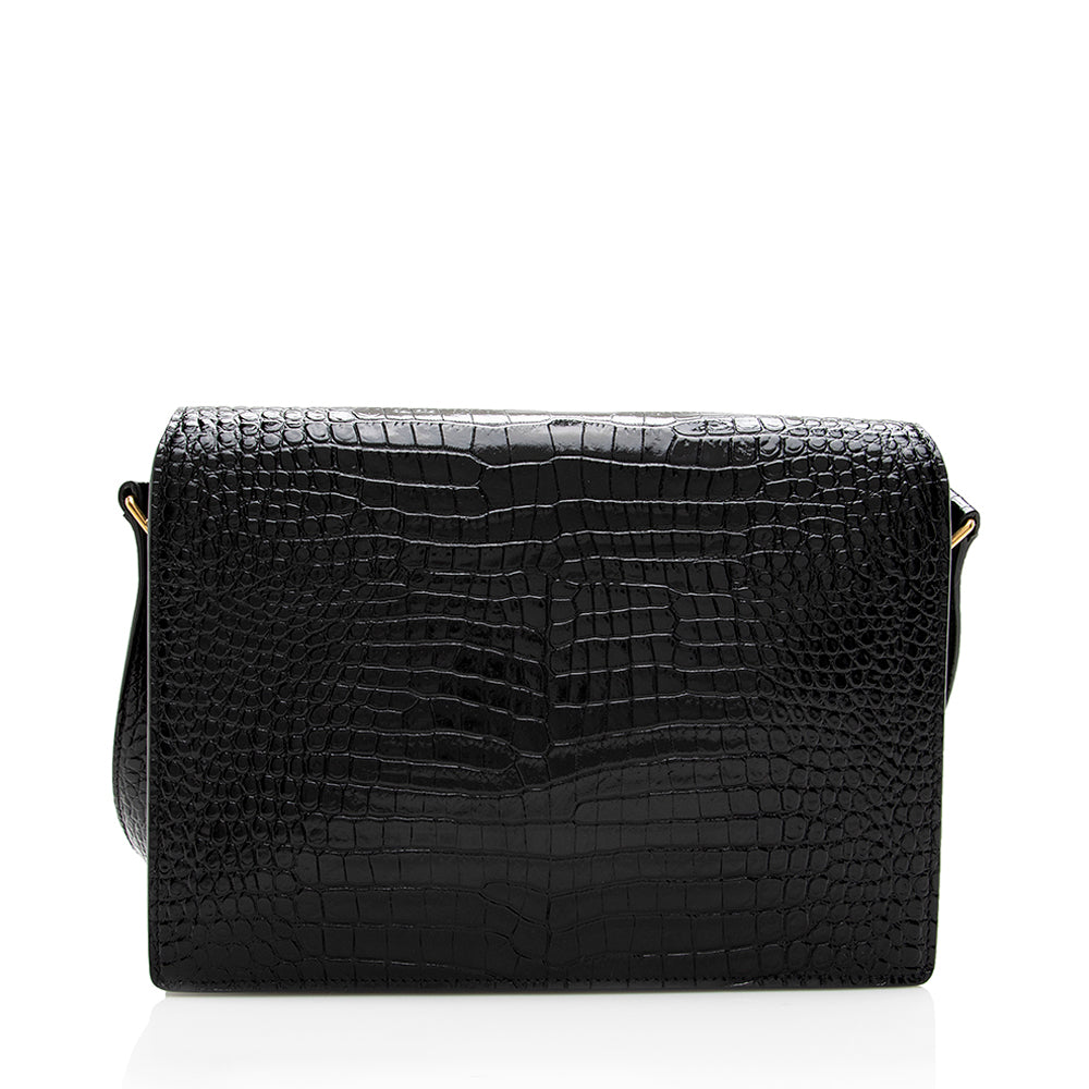 Saint Laurent Croc Embossed Margaux Shoulder Bag (SHF-18208)