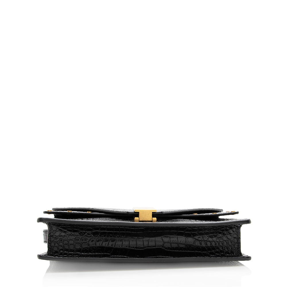 Saint Laurent Croc Embossed Margaux Shoulder Bag (SHF-18208)
