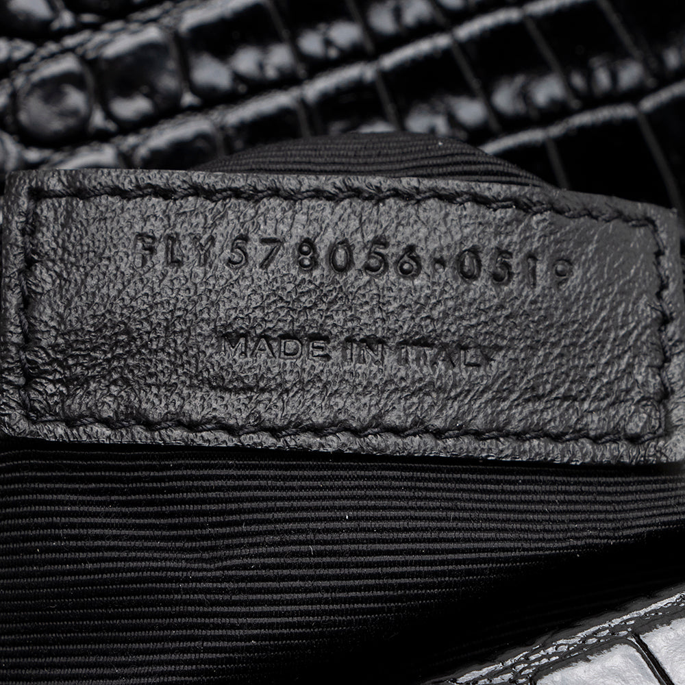 Saint Laurent Croc Embossed Margaux Shoulder Bag (SHF-18208)
