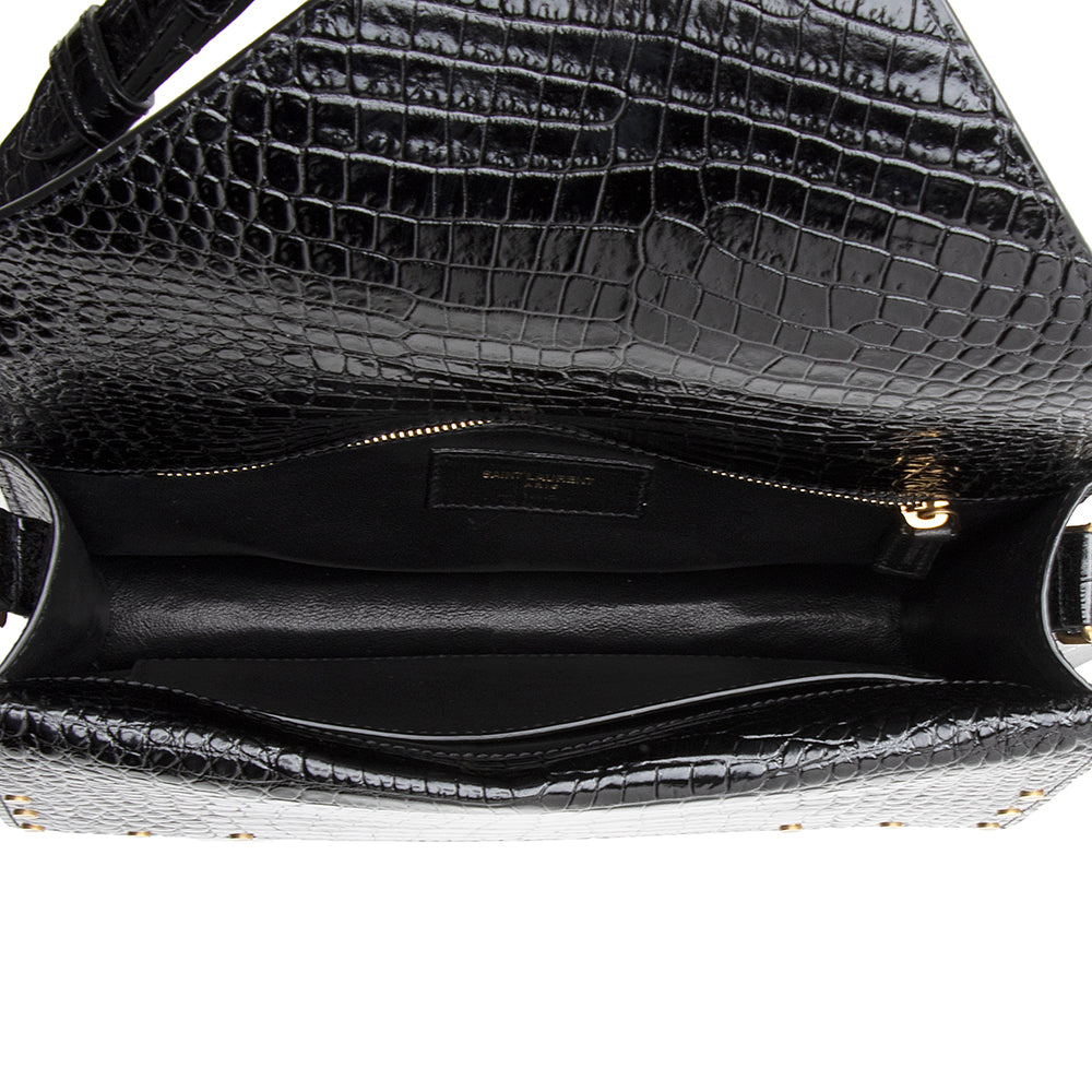 Saint Laurent Croc Embossed Margaux Shoulder Bag (SHF-18208)