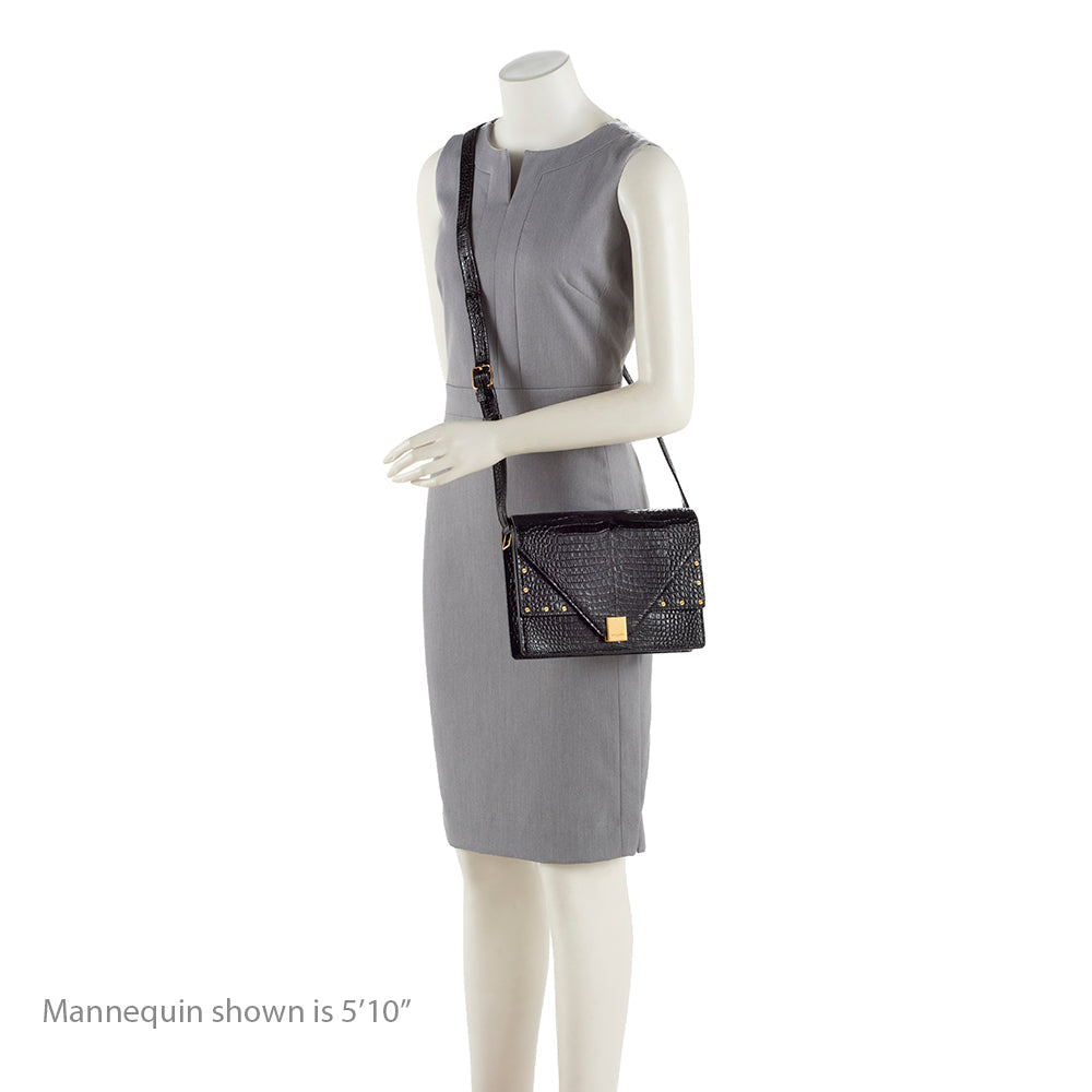 Saint Laurent Croc Embossed Margaux Shoulder Bag (SHF-18208)