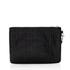 Saint Laurent Croc Embossed Monogram Zip Pouch Wristlet (SHF-19209)