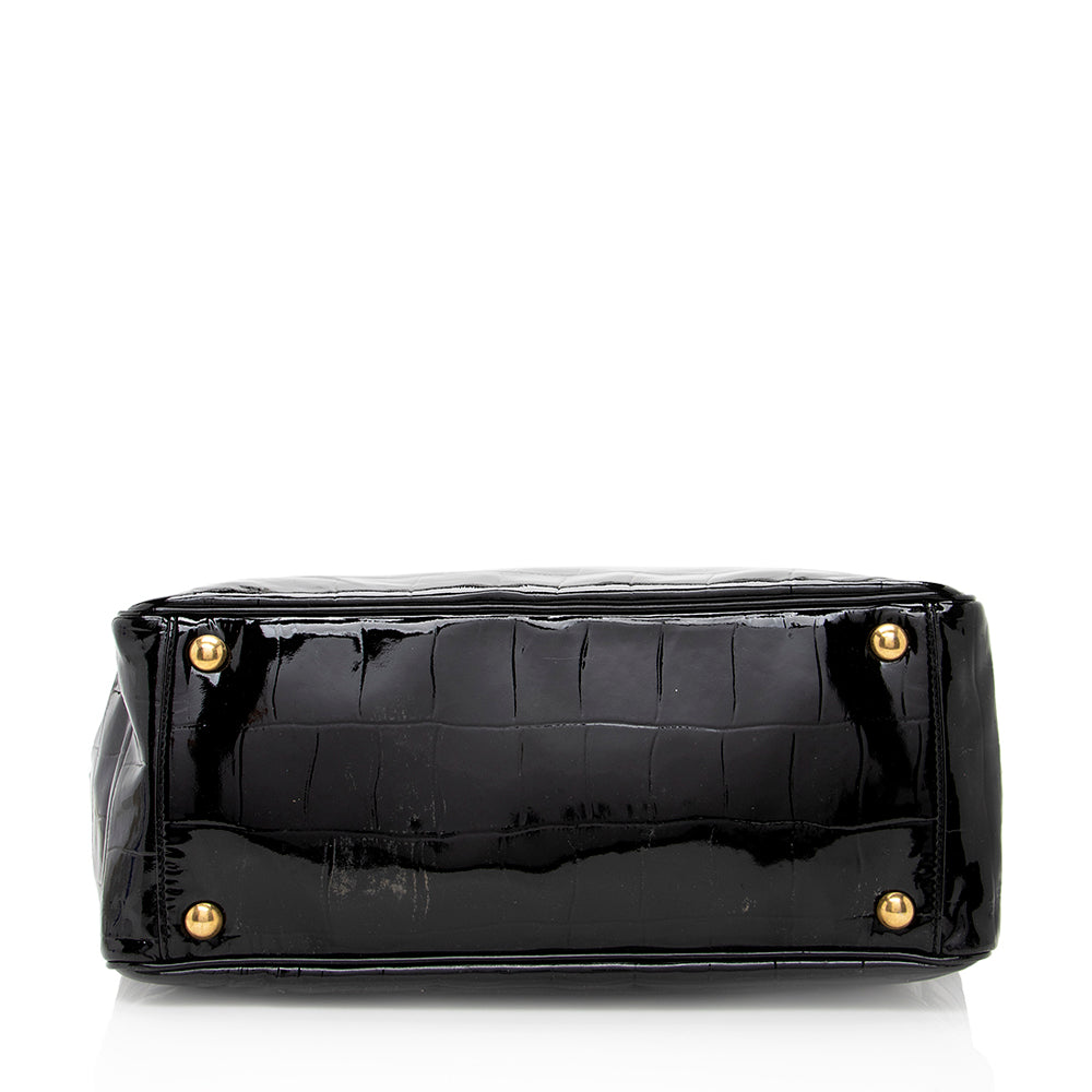 Saint Laurent Croc Embossed Patent Leather Raspail Tote (SHF-19265)