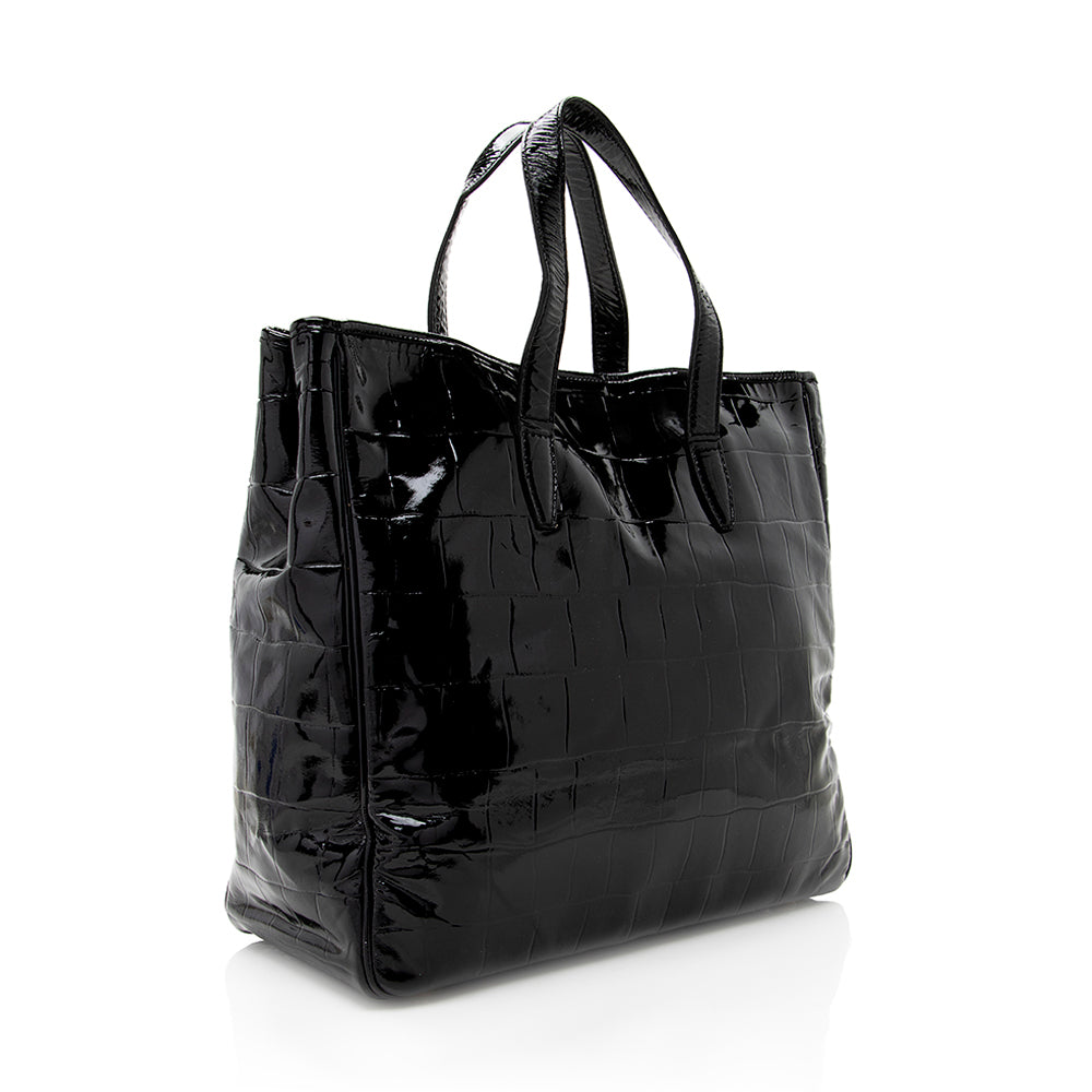 Saint Laurent Croc Embossed Patent Leather Raspail Tote (SHF-19265)