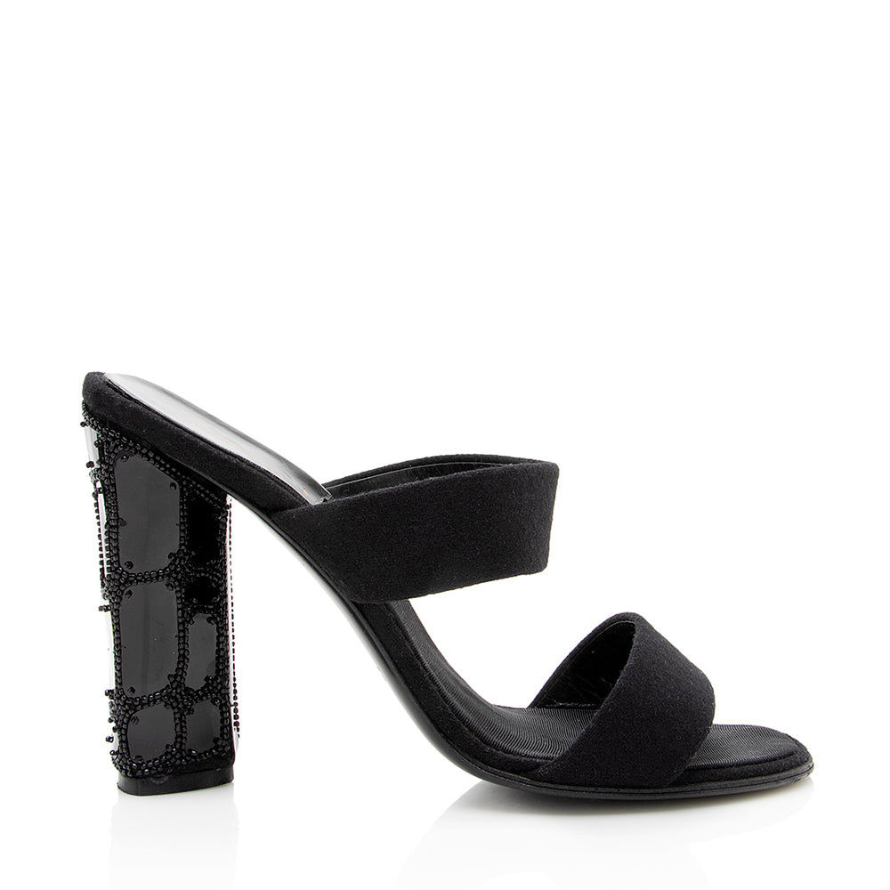 Saint Laurent Flannel Beaded Sandals - Size 9 / 39 (SHF-18841)