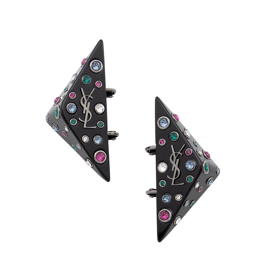 Saint Laurent Gem 80's Triangle Clip On Earrings (SHF-DiEtIv)