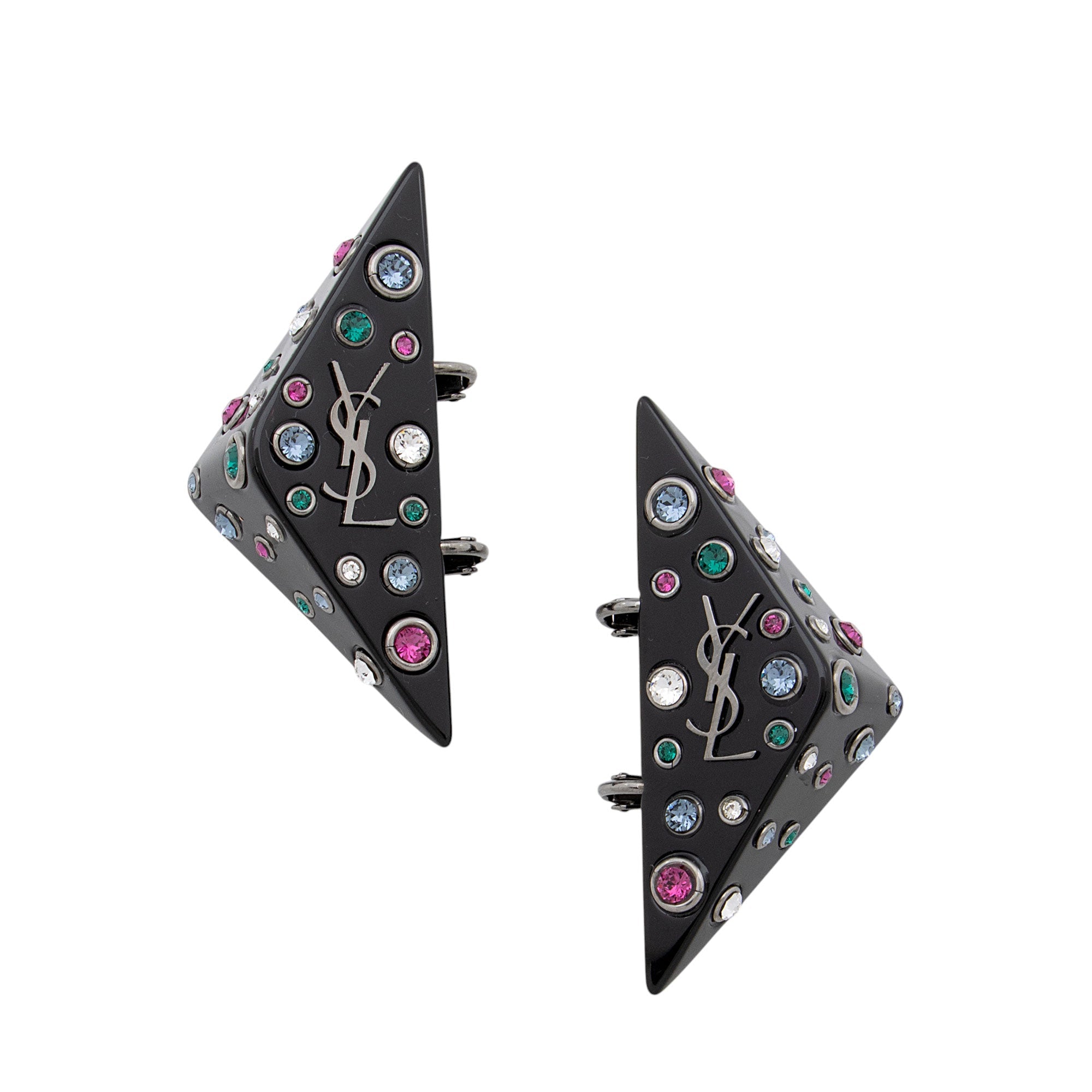 Saint Laurent Gem 80's Triangle Clip On Earrings (SHF-DiEtIv)
