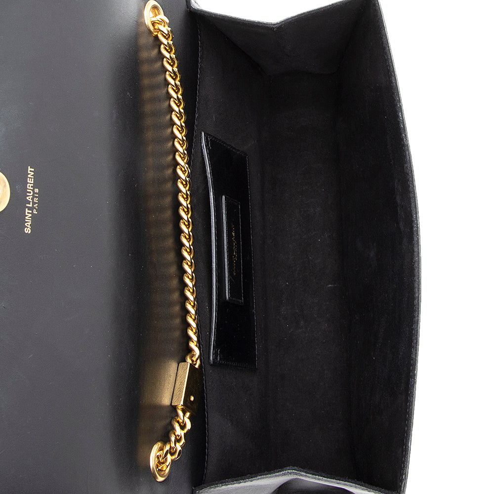 Saint Laurent Grain de Poudre Leather Monogram Kate Tassel Medium Shoulder Bag - FINAL SALE (SHF-18556)