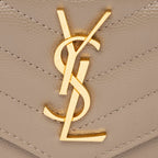 Saint Laurent Grain de Poudre Monogram Small Tri-Fold Wallet (SHF-18495)
