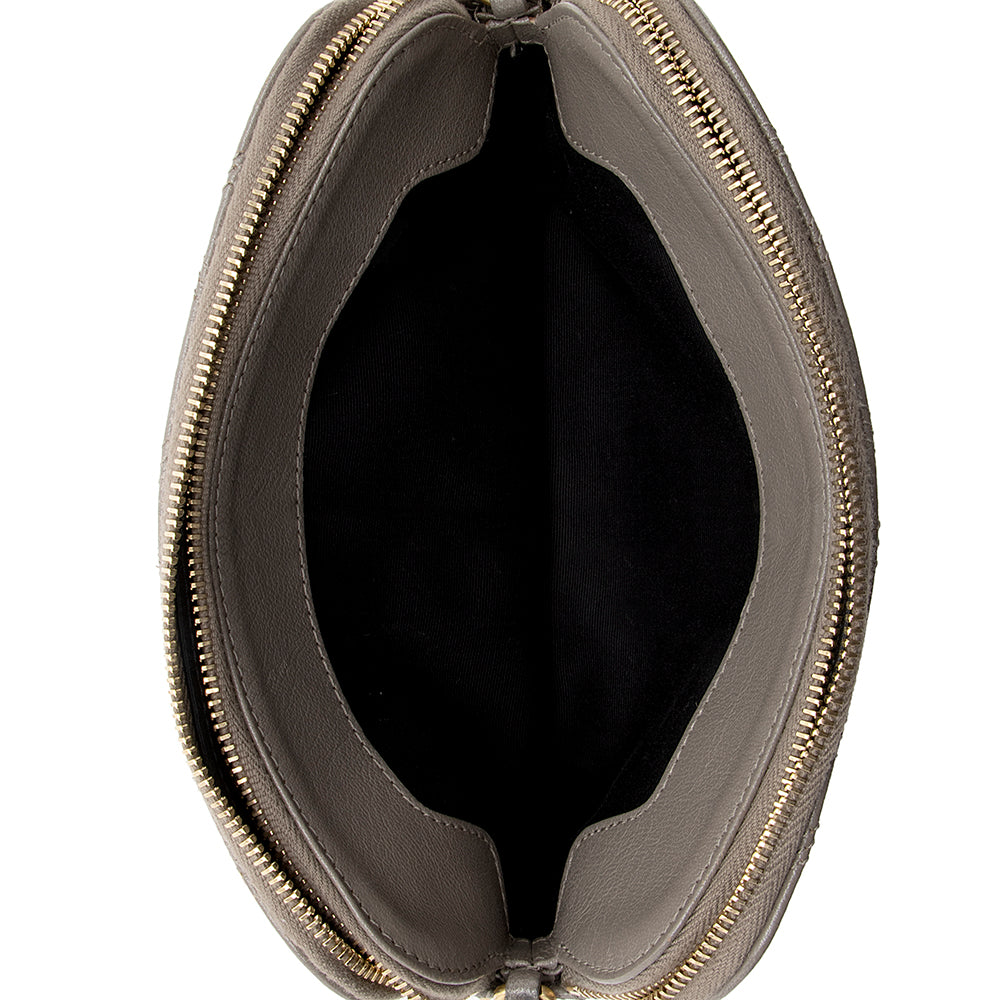 Saint Laurent Grained Lambskin Quilted Becky Double Zip Shoulder Bag (SHF-18175)