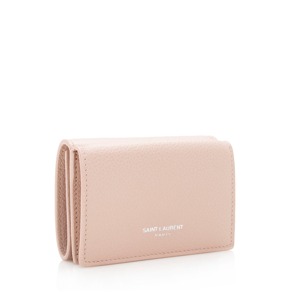 Saint Laurent Grained Leather Tiny Wallet  - FINAL SALE (SHF-17878)