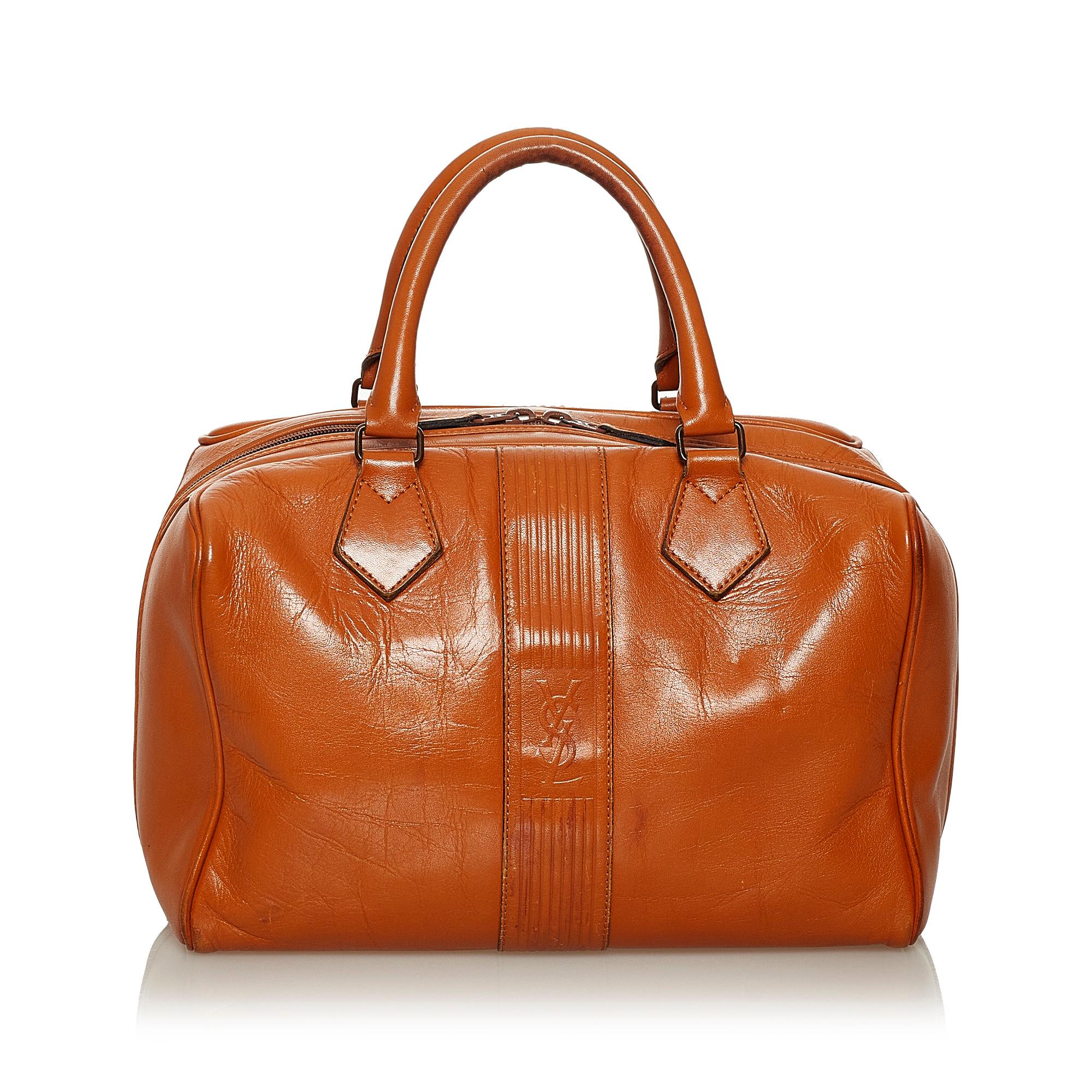 Saint Laurent Leather Boston Bag (SHG-29036)