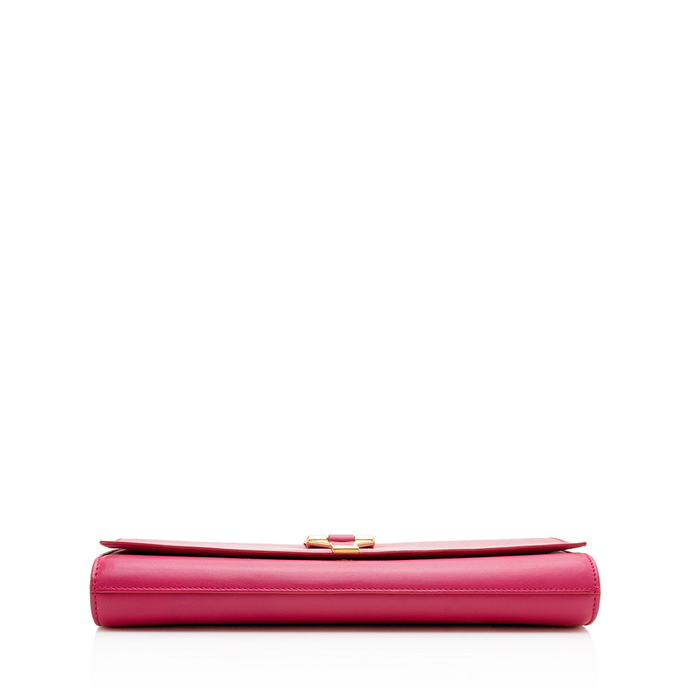 Saint Laurent Leather Chyc Clutch (SHF-12503)