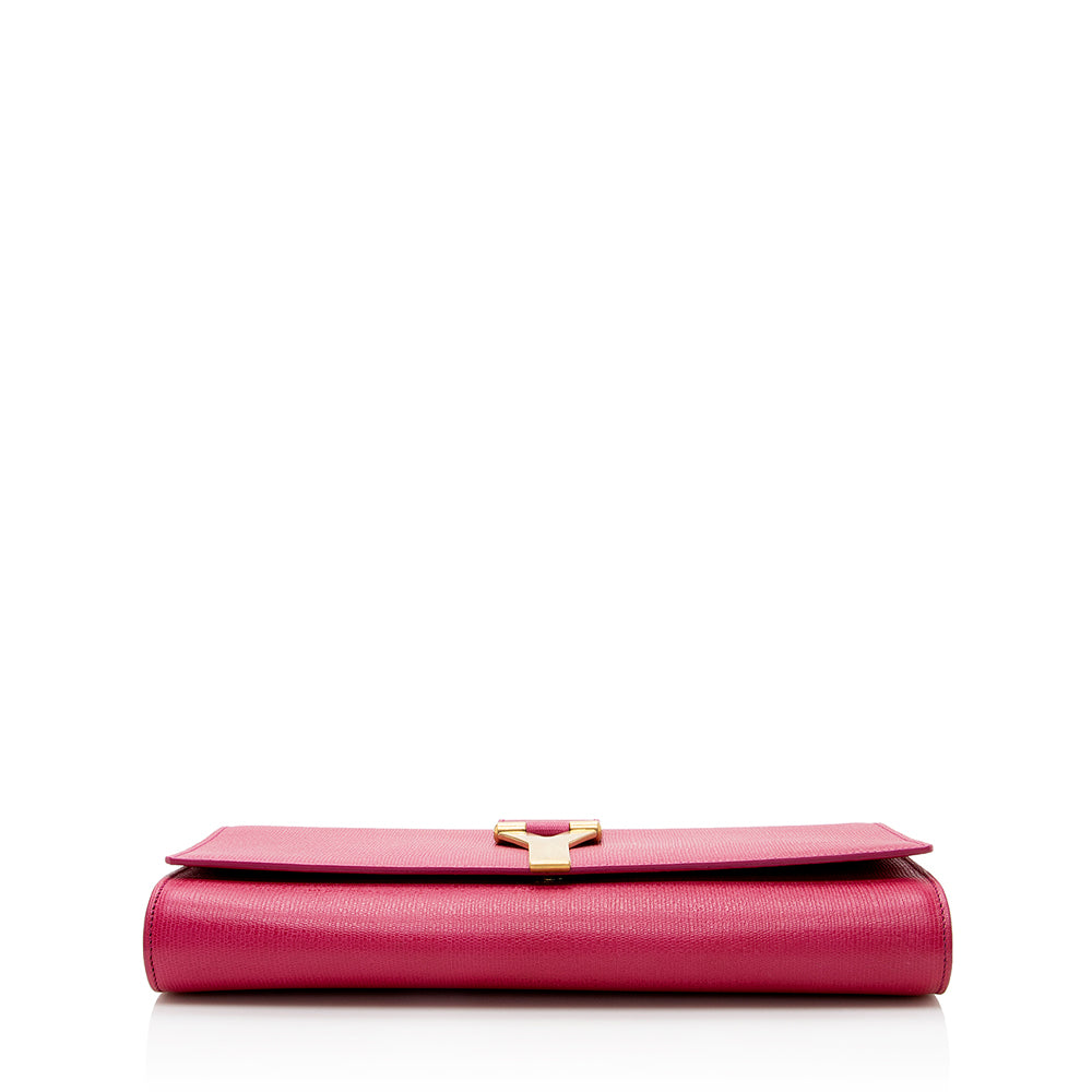 Saint Laurent Leather Chyc Clutch (SHF-18471)