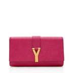 Saint Laurent Leather Chyc Clutch (SHF-18471)
