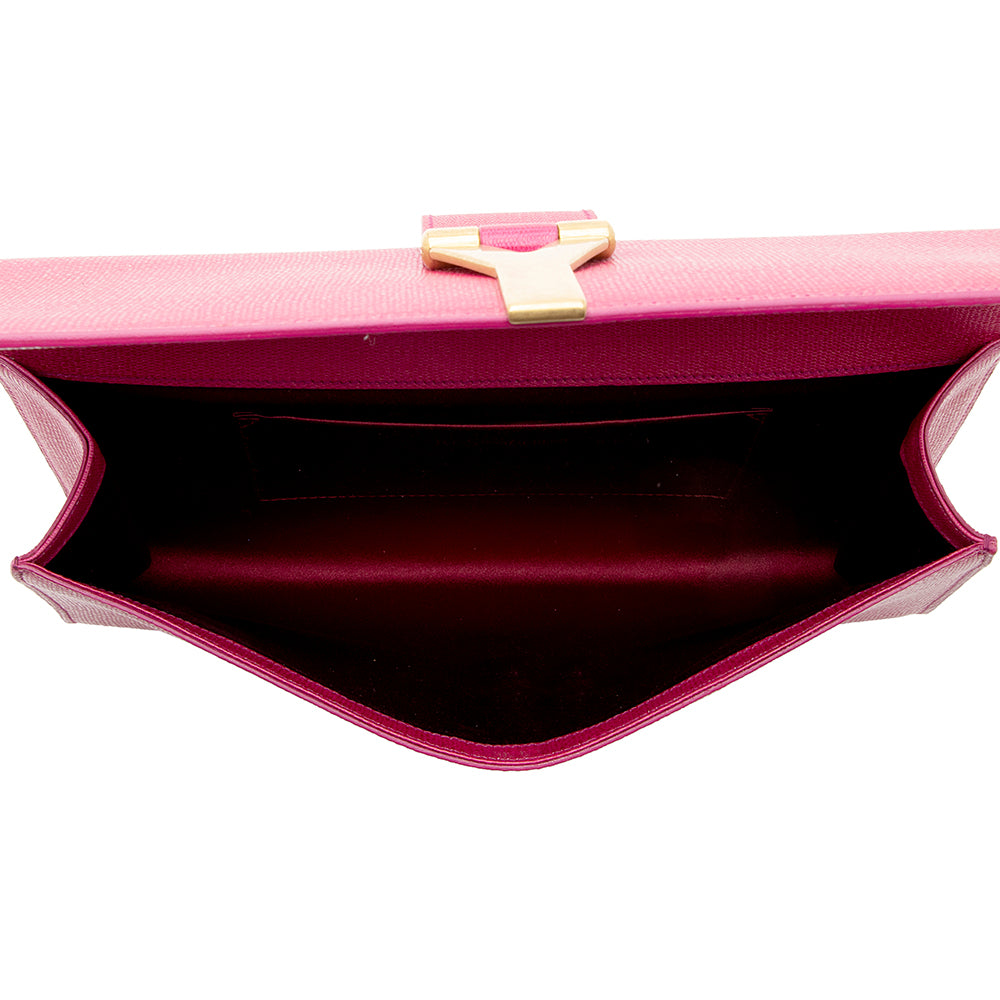 Saint Laurent Leather Chyc Clutch (SHF-18471)